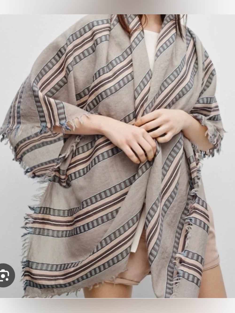 Aritzia Wilfred 100% Wool Mixed Striped Blanket Scarf